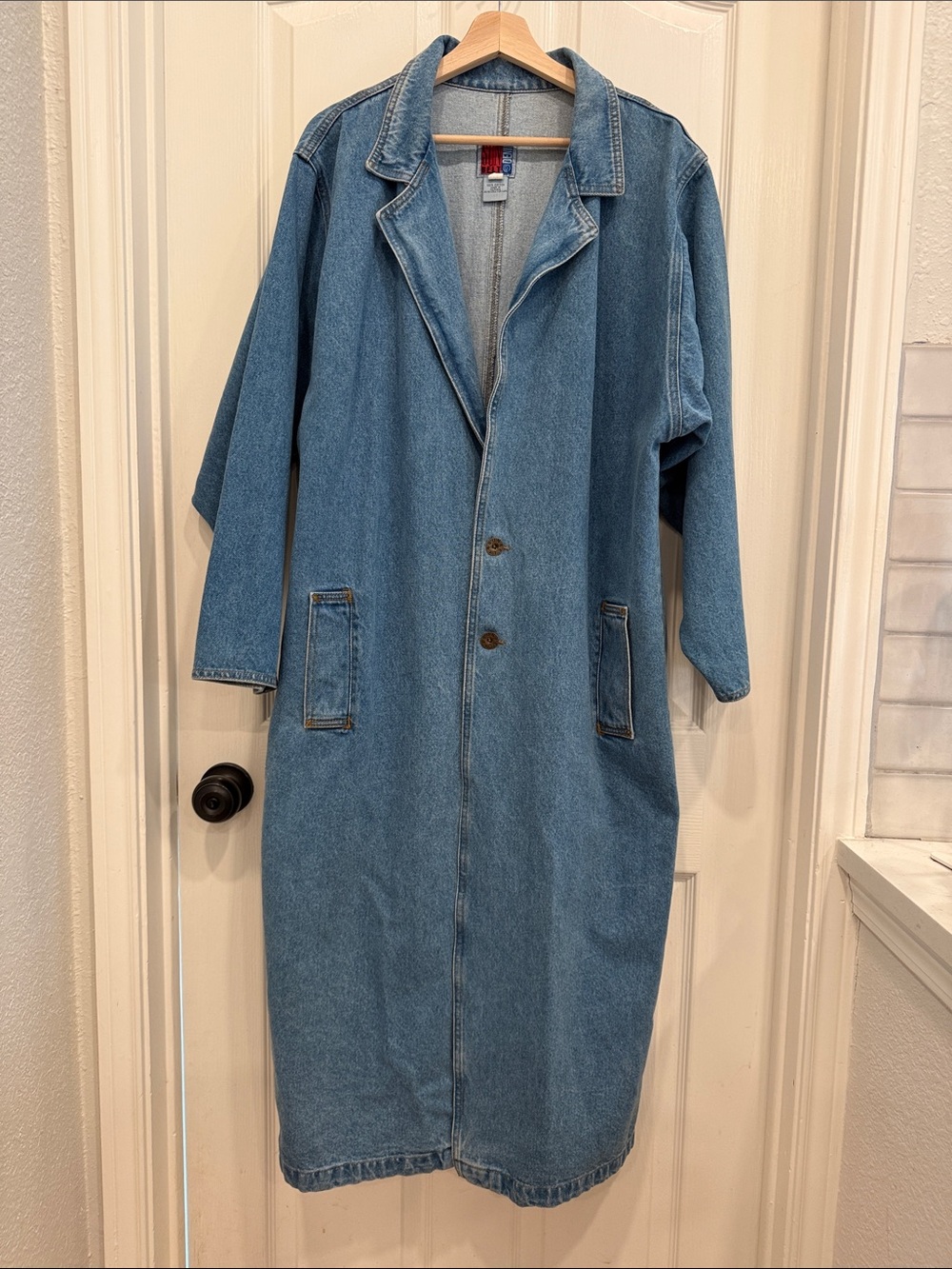 Vintage 90s long denim duster jacket